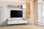 Hanah Home E4020 Mueble TV Escandinavo Roble y Blanco 178x34.6x44.8cm Elegancia Funcional